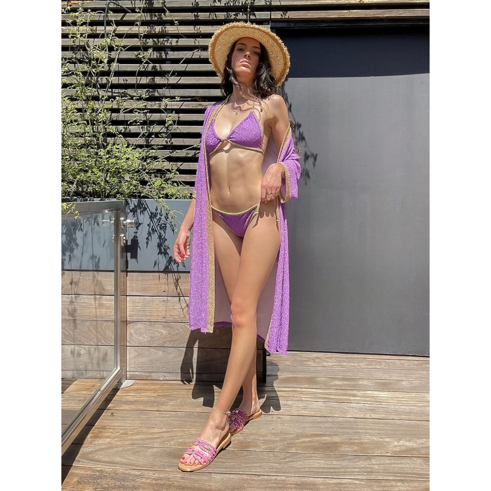 vie ta vie maillot lurex bikini capri violet
